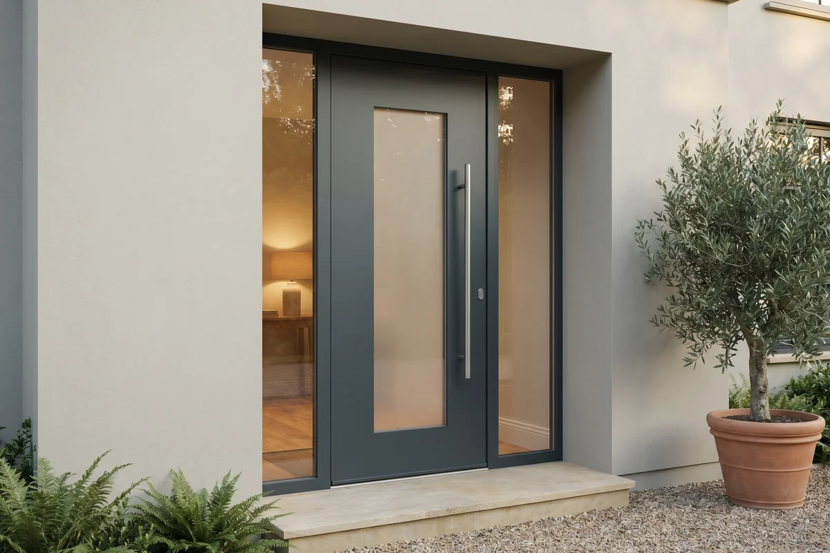 BUDVAR aluminium door — slim profile, modern design