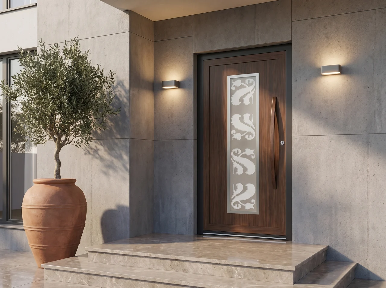 BUDVAR aluminium door in walnut finish