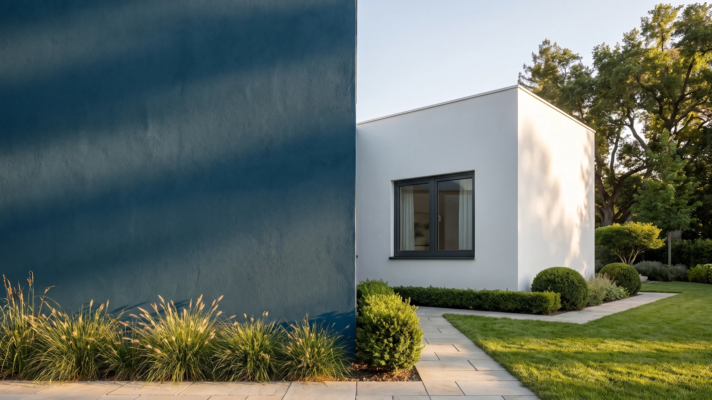 House with BUDVAR Ecofutural Monoblok window on the brand wall — exterior view