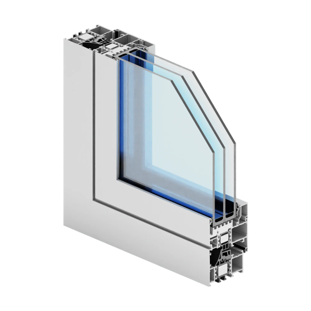 Ecofutural Reno corner cross-section — unit 3-pane