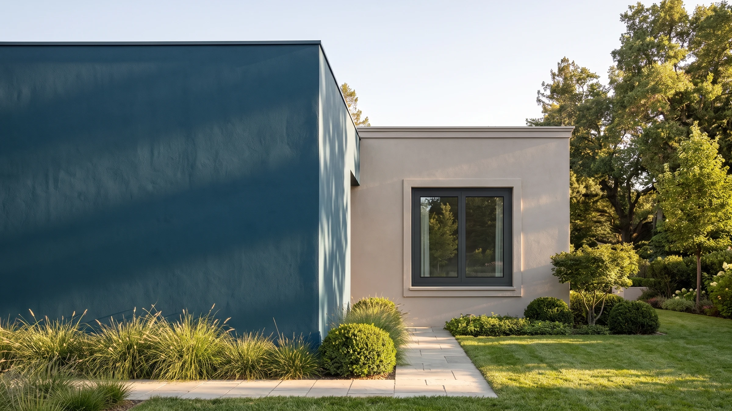 House with BUDVAR Ecofutural Reno window on the brand wall — exterior view