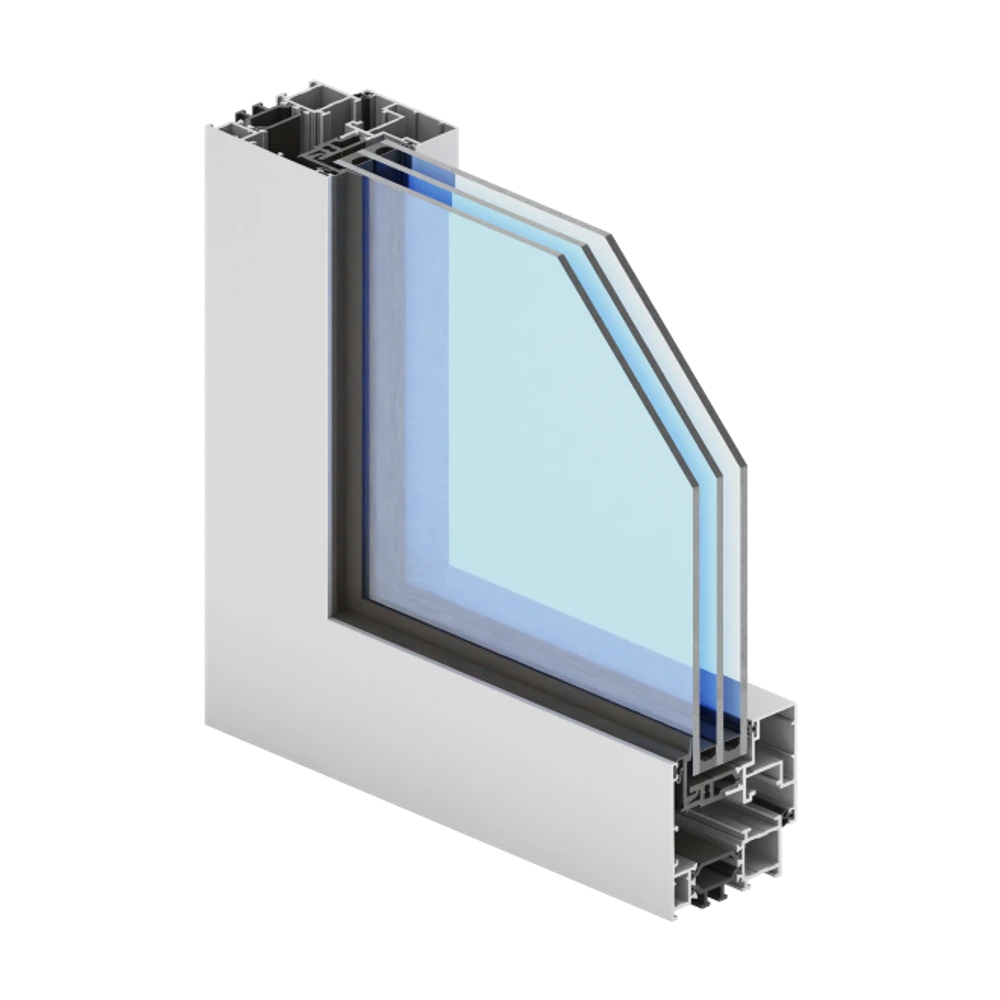 Ecofutural OC corner cross-section — unit 3-pane