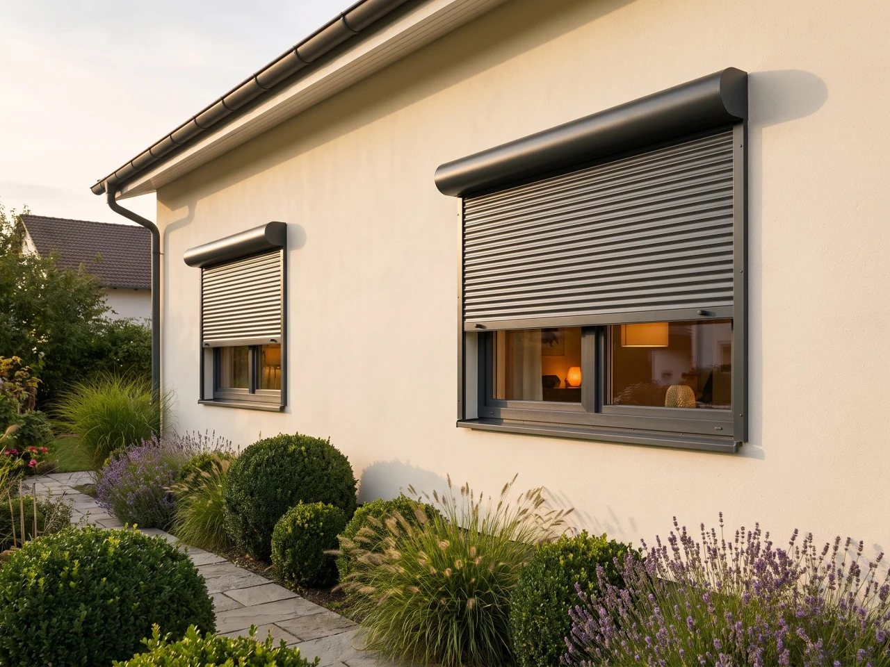 Renovated house with façade shutters added afterwards