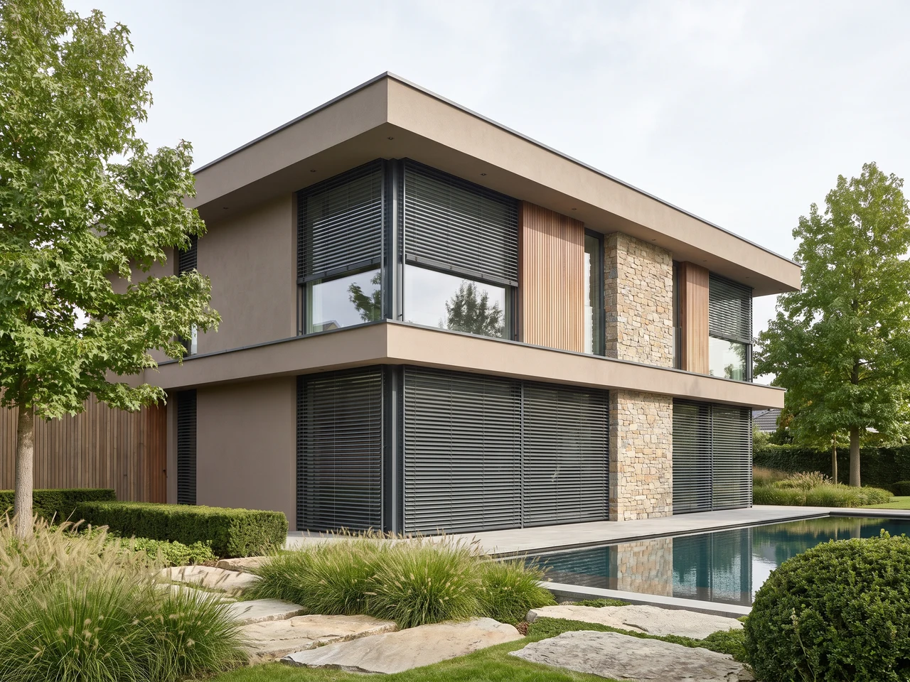 Modern villa with façade blinds as an architectural accent