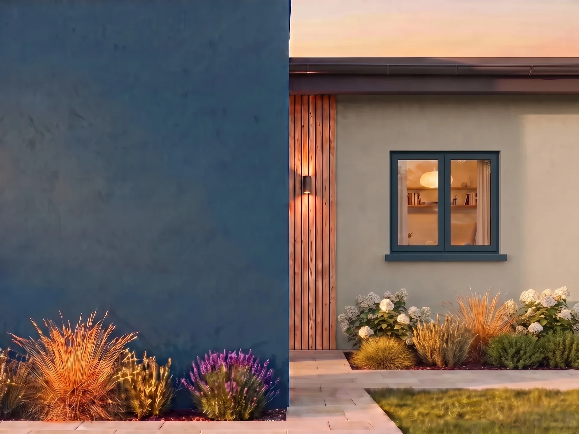 House with BUDVAR T-Classic MONO window on the brand wall — exterior view