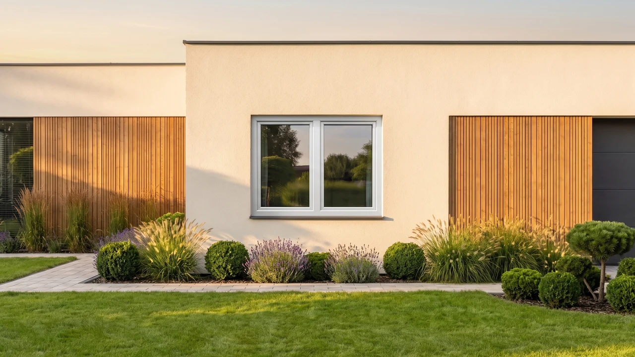 House with BUDVAR T-Classic Slim MONO windows — exterior view