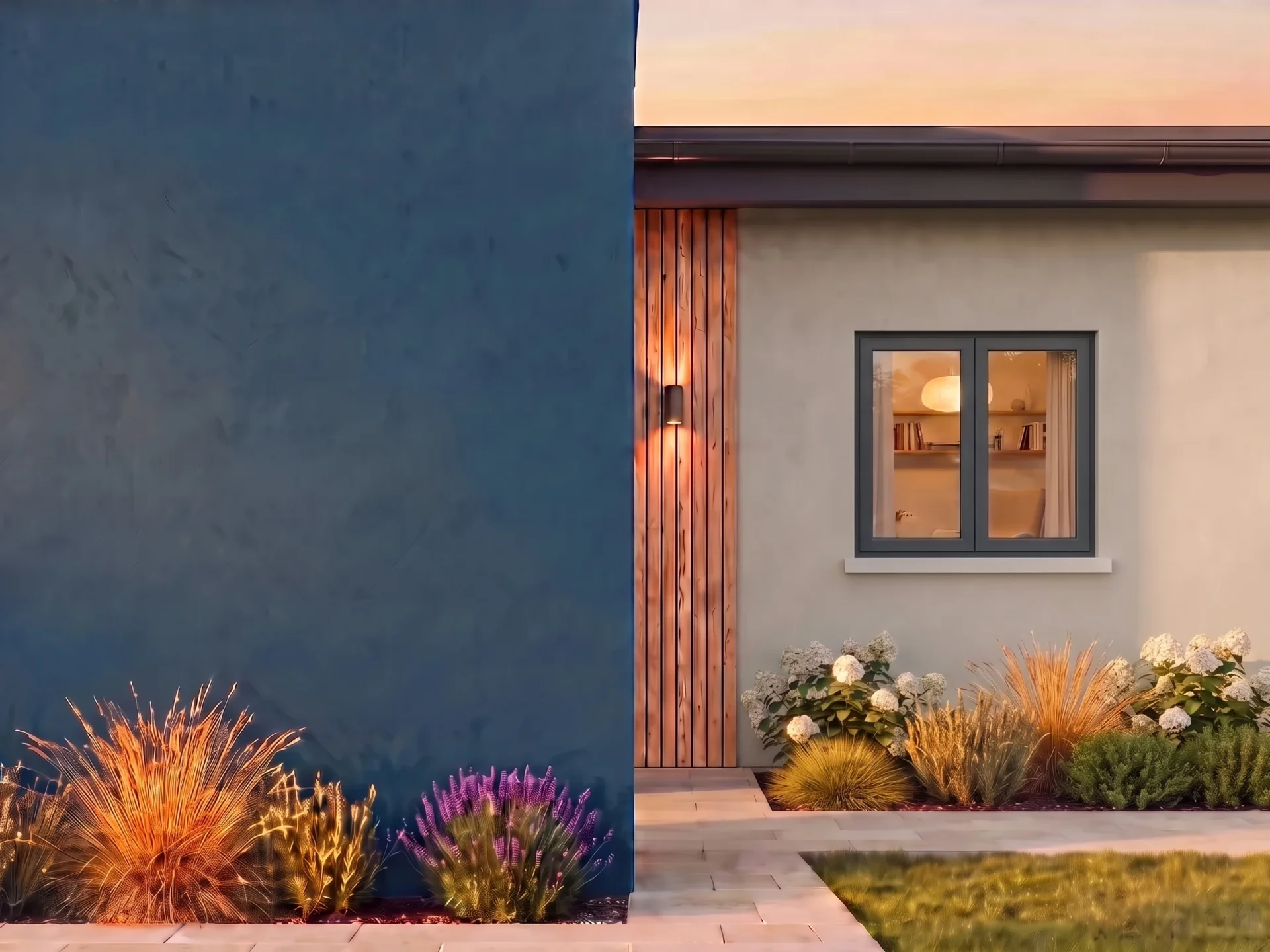 House with BUDVAR T-Classic Slim window on the brand wall — exterior view