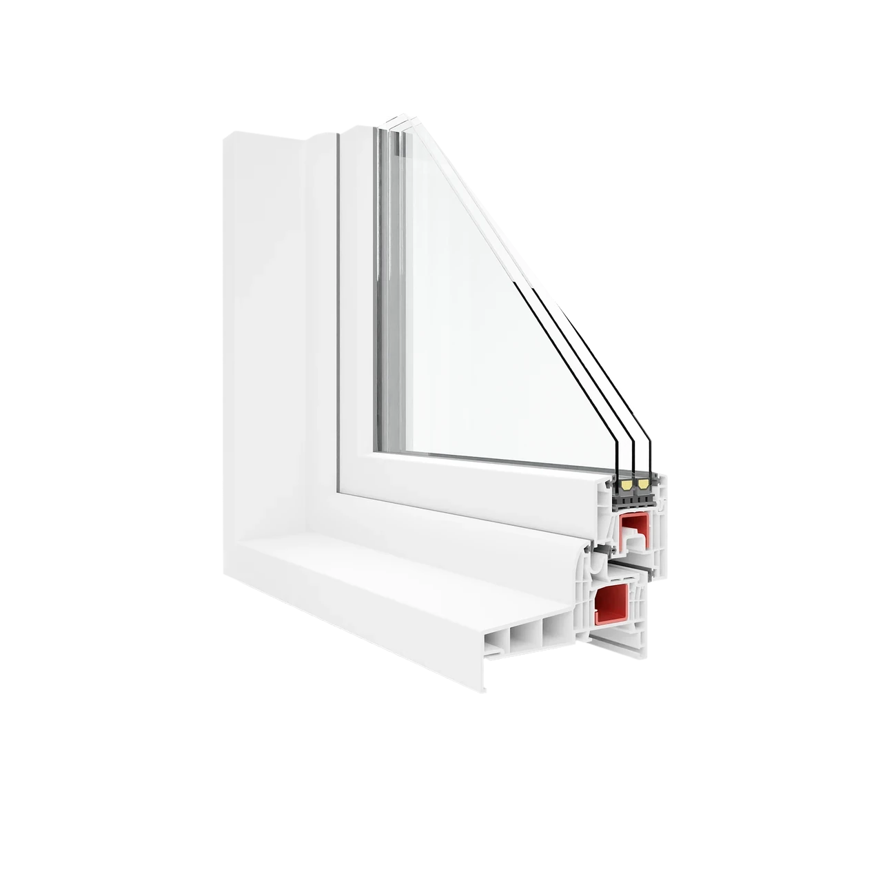 T‑Comfort Mono corner cross-section, triple glazing