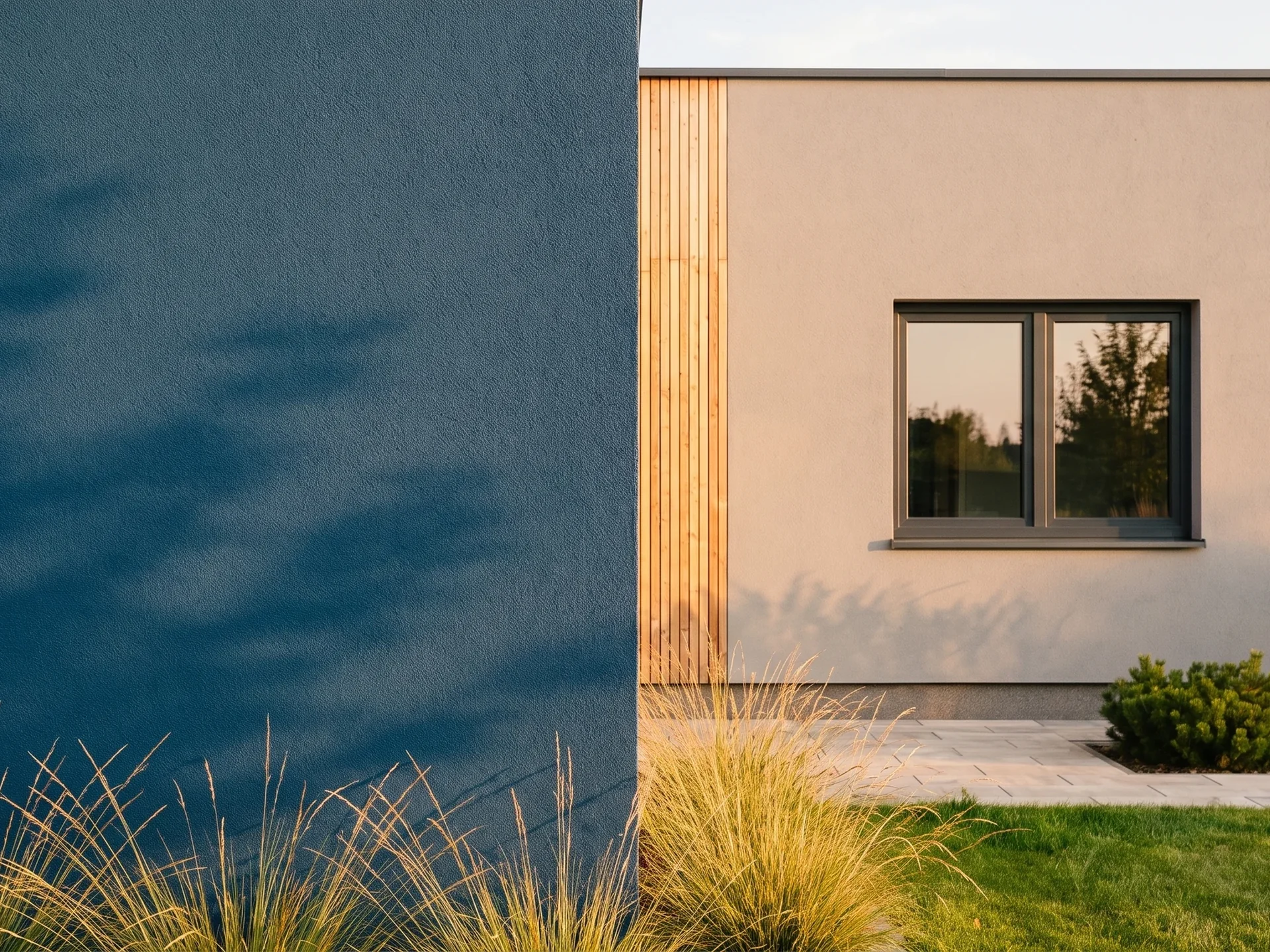 House with BUDVAR T-Comfort Mono window on the brand wall, exterior view