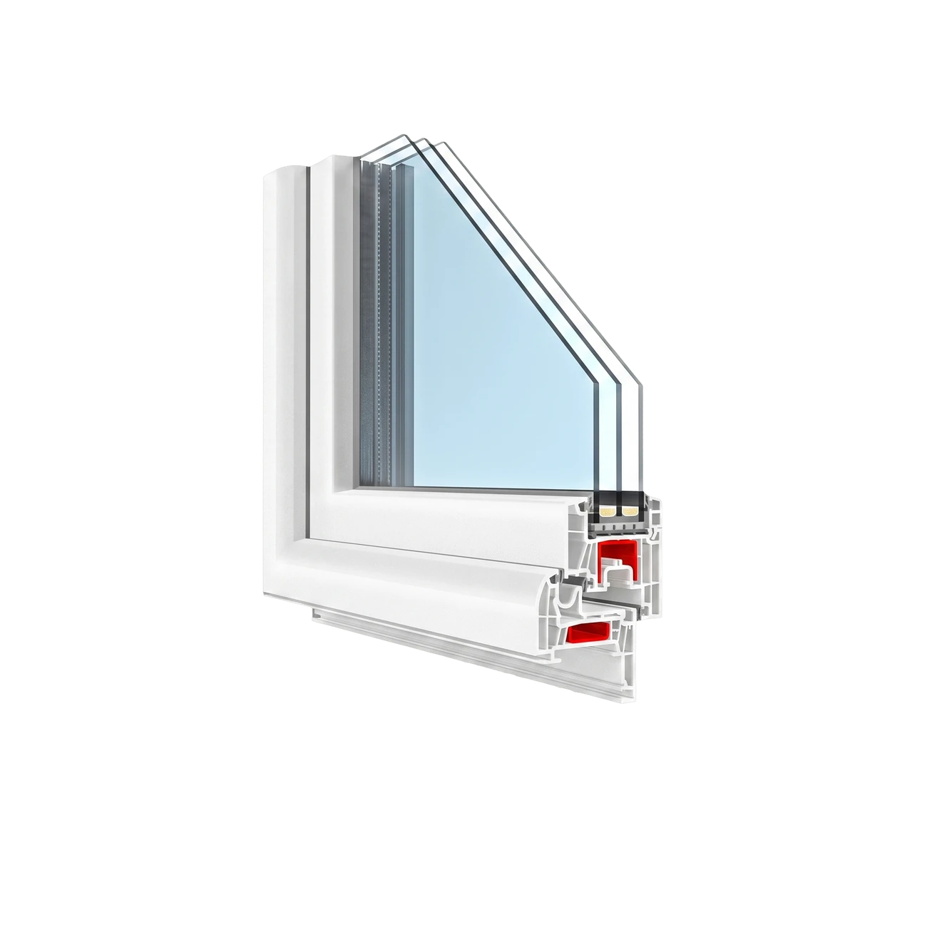 T-Comfort RENO corner cross-section — unit 3-pane