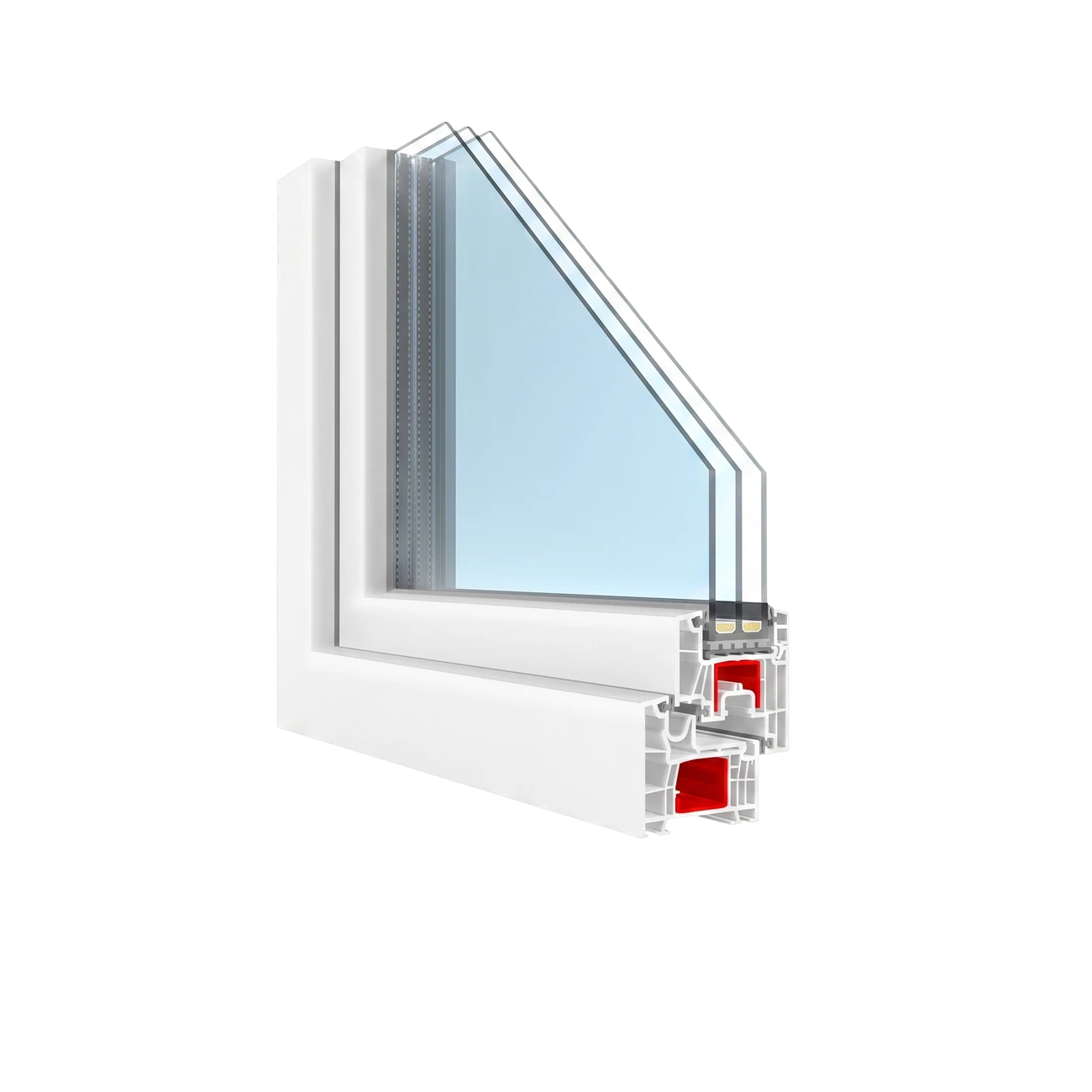 T-Comfort corner cross-section — unit 3-pane