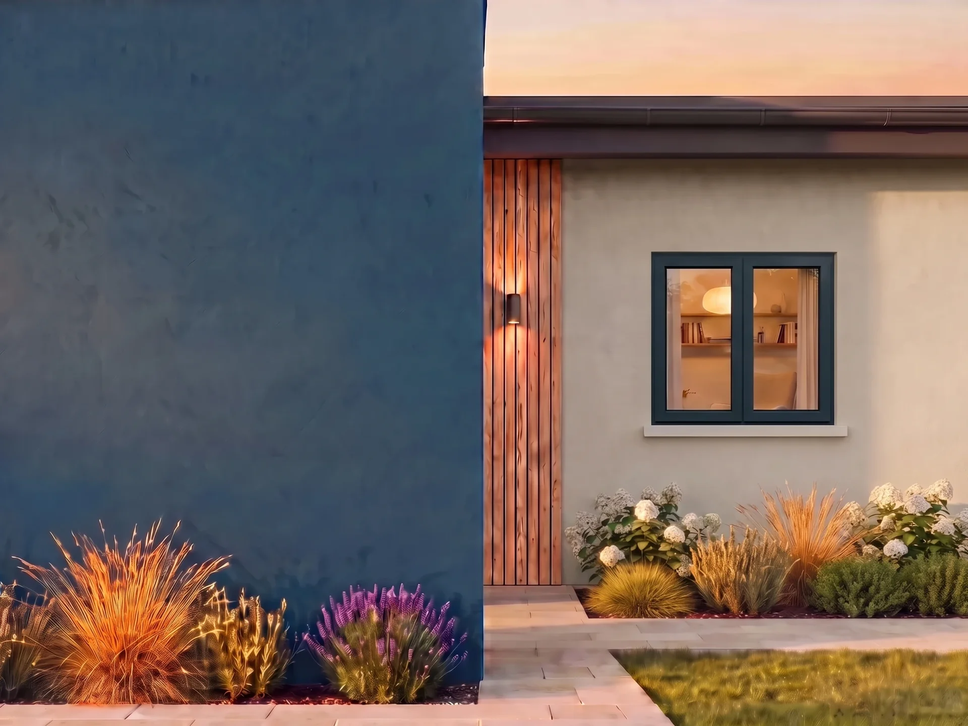 House with BUDVAR T-Energy window on the brand wall — exterior view
