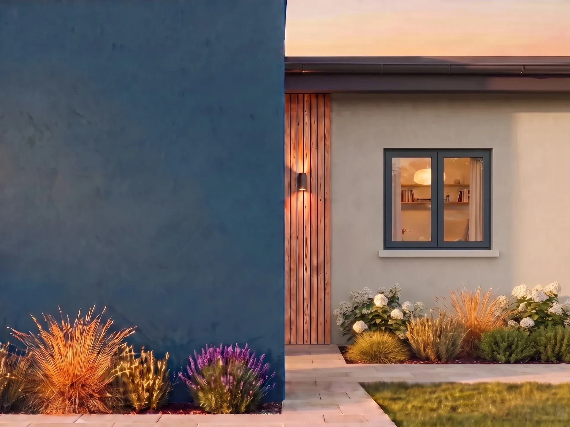 House with BUDVAR T-Perfekt RENO window on the brand wall — exterior view