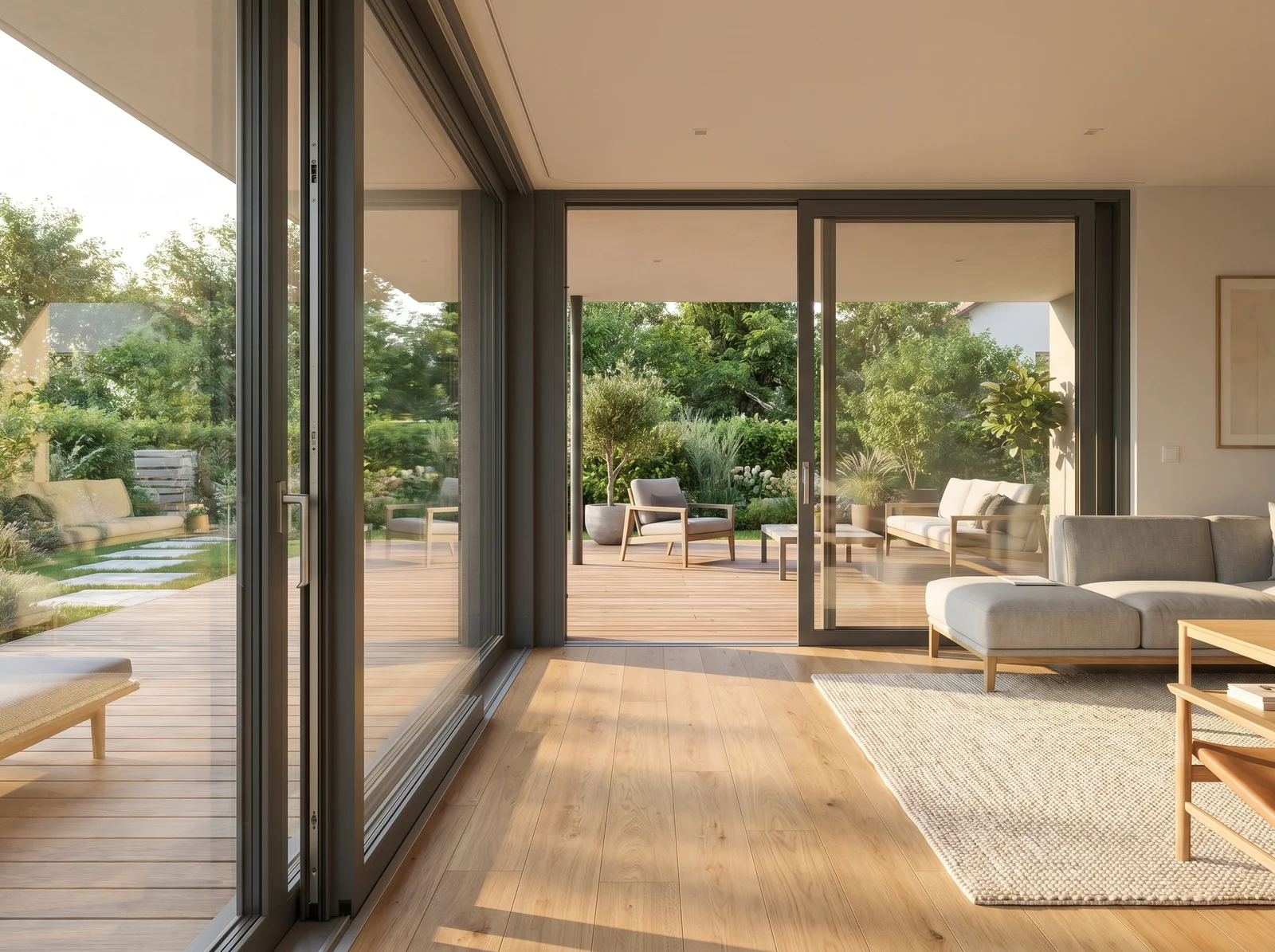 A space without barriers — patio doors connecting home and garden
