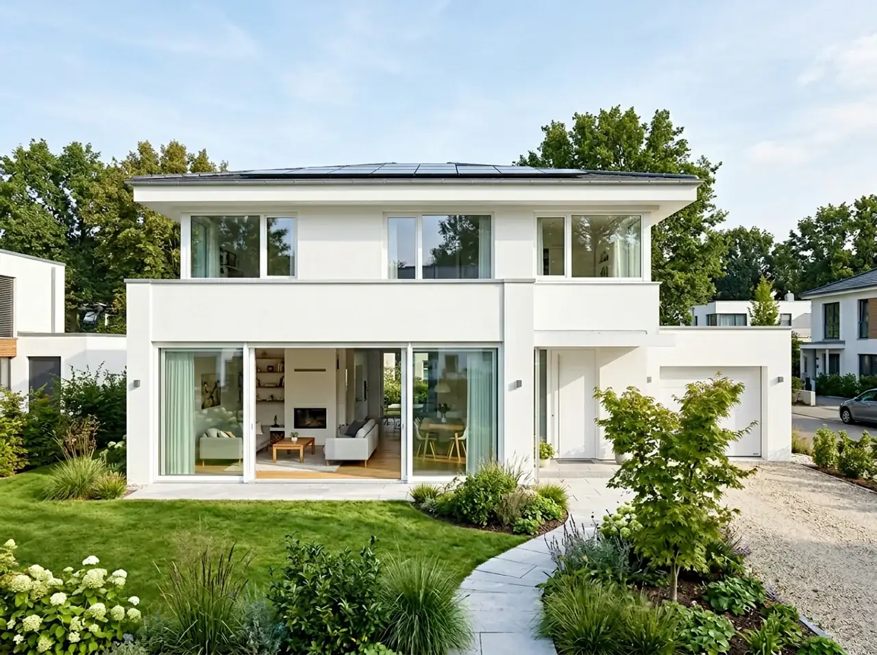 Modern house with large PVC windows – exterior view