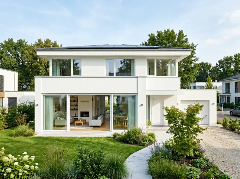 Modern house with large PVC windows – exterior view