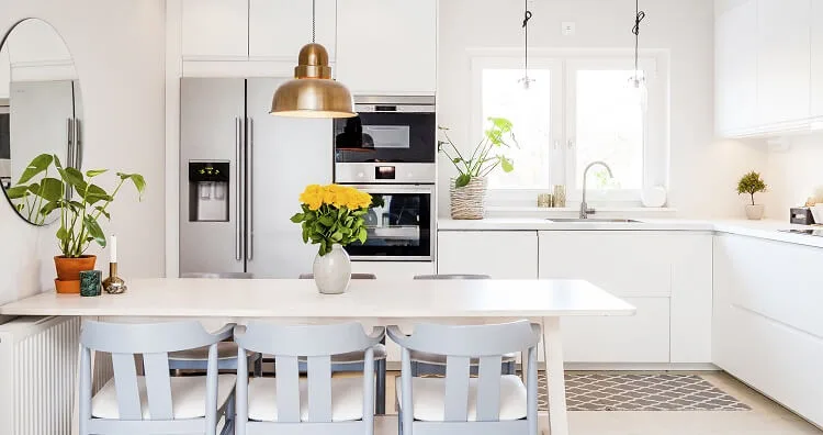 Kitchen windows facing east provide thermal comfort